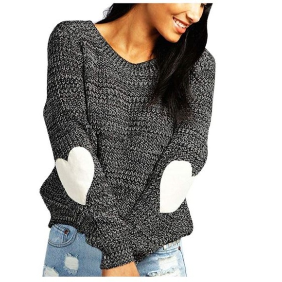 Women S Cute Heart Pattern Long Sleeve Sweater Boutique Women S Cute Heart Pattern Long Sleeve Sweater Boutique